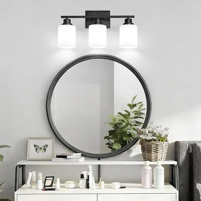 Unicozin 3-Light Bathroom Light Fixtures, Modern Black Vanity Light Over Mirror - Image 8