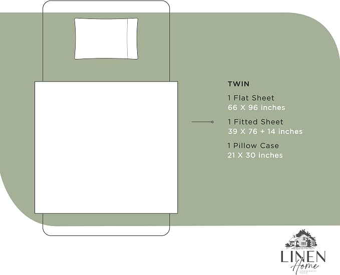 Linen Home 100% Cotton Percale Sheets Twin Size, Oil Green, Deep Pocket - Image 6