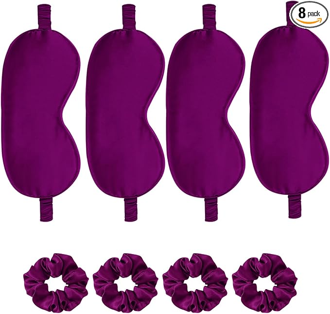 Satin Eye Mask 8Pcs Silk Sleep Masks Silky Blindfold Eyeshade Blackout Eyes by WJingYiJia