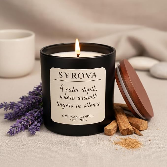 Lavender & Sandalwood Candle, Luxury Scented Soy Candle 7oz, Calming Relaxing - Image 3