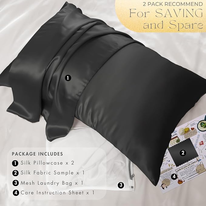 PROMEED 100% Mulberry Silk Pillowcase Set of 2, 23 Momme 3rd Gen Grade 6A+ 100% - Image 6