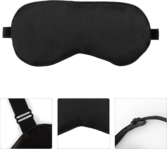 2 PCS Black Satin Sleep Masks, Adjustable Silk Eye Mask - Image 5