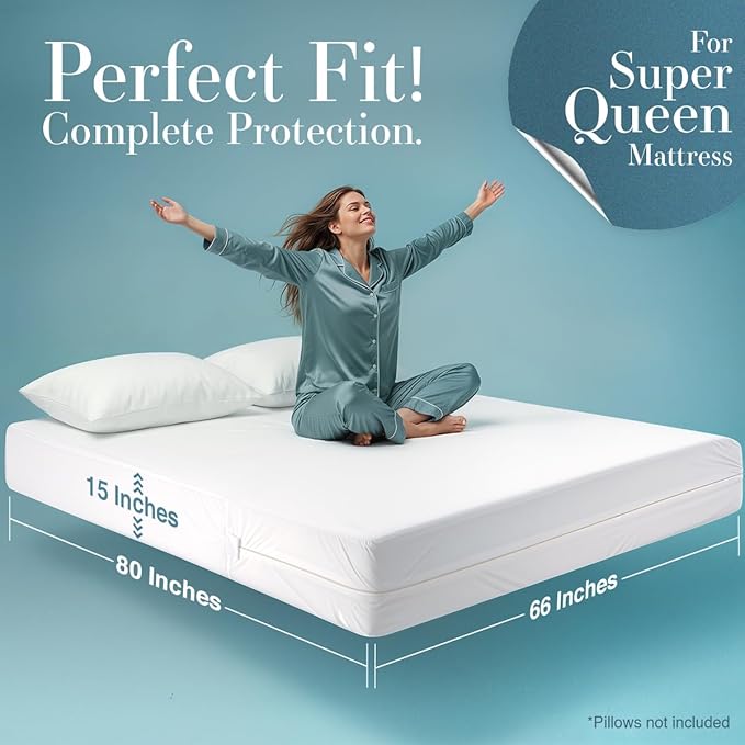 Utopia Bedding Mattress Protector Zippered Super Queen Size, 100% Waterproof - Image 5