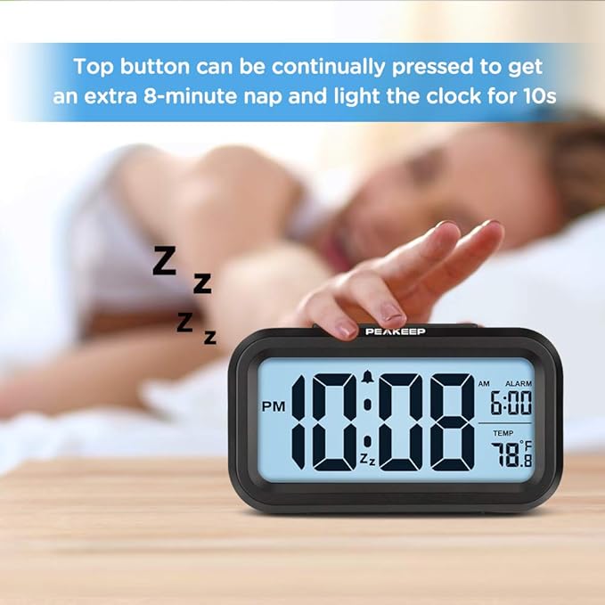 Peakeep Night Light Digital Alarm Clock Battery Operated - Image 3
