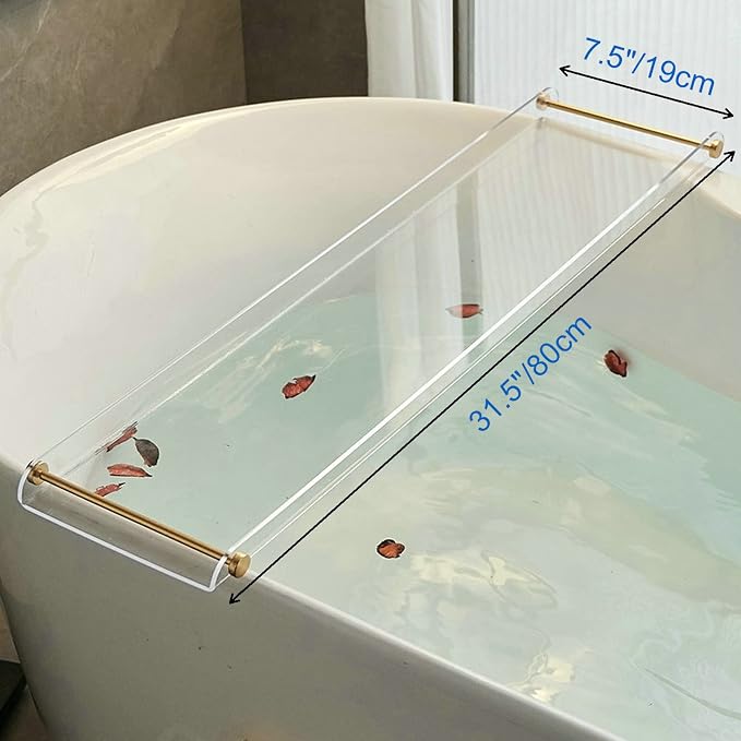 Acrylic Bathtub Tray Caddy, Luxury Bathroom Organizer Tablet Holder SHUNLI - Image 4