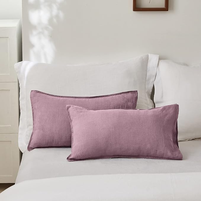 Simple&Opulence 100% Linen Lumbar Pillow Cover 12 x 20 Inches Set of 2 - Image 5