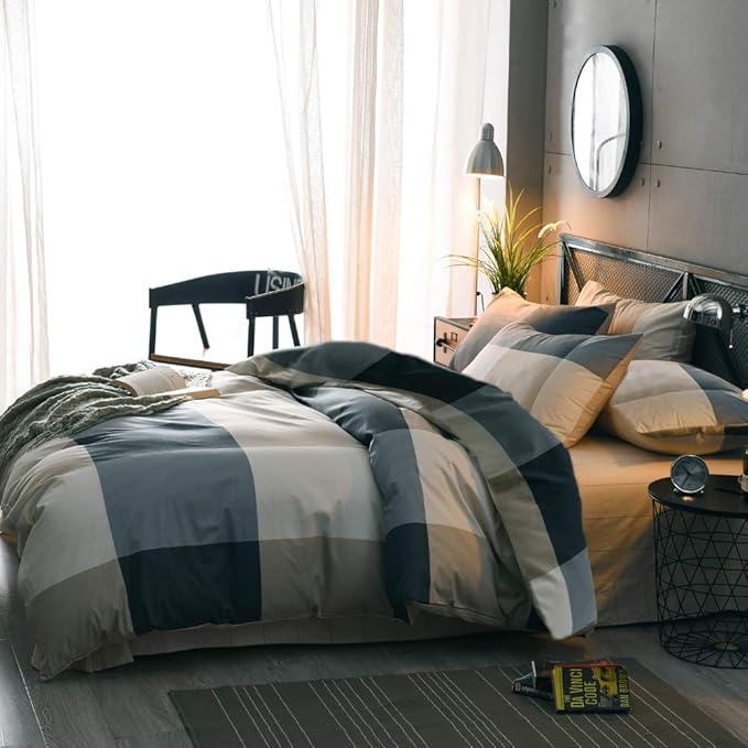 mixinni Twin Size Checkered Duvet Cover Set - Image 3