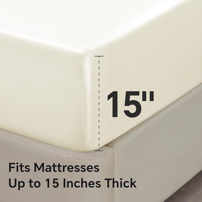 BEDELITE Satin Fitted Sheet and Pillowcase Set, Luxury Soft Similar to Silk - Image 5