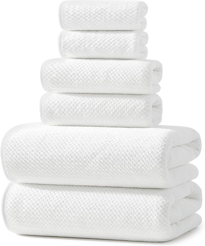 REDKISS Ultra Soft 6 Piece Towel Set, Premium White Towels by REDKISSOnline