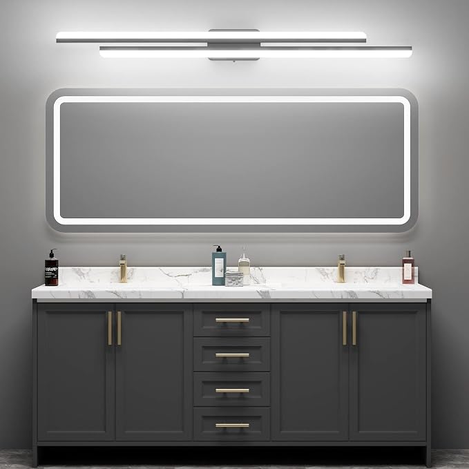 Ralbay 48" Matte Black Vanity Lights 48W Frosted Aluminum Modern LED Black - Image 3