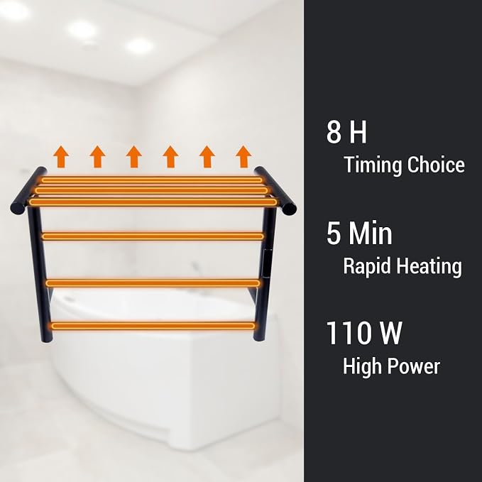 MyGift 4 Tier Wall Mounted Bathroom Towel Warmer Rack - Image 4