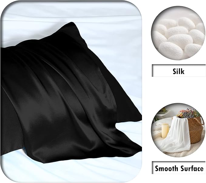 Silk Pillow Cases 2 Pack, Soft Breathable and Sliky Queen Size Pillow Cases Set - Image 2