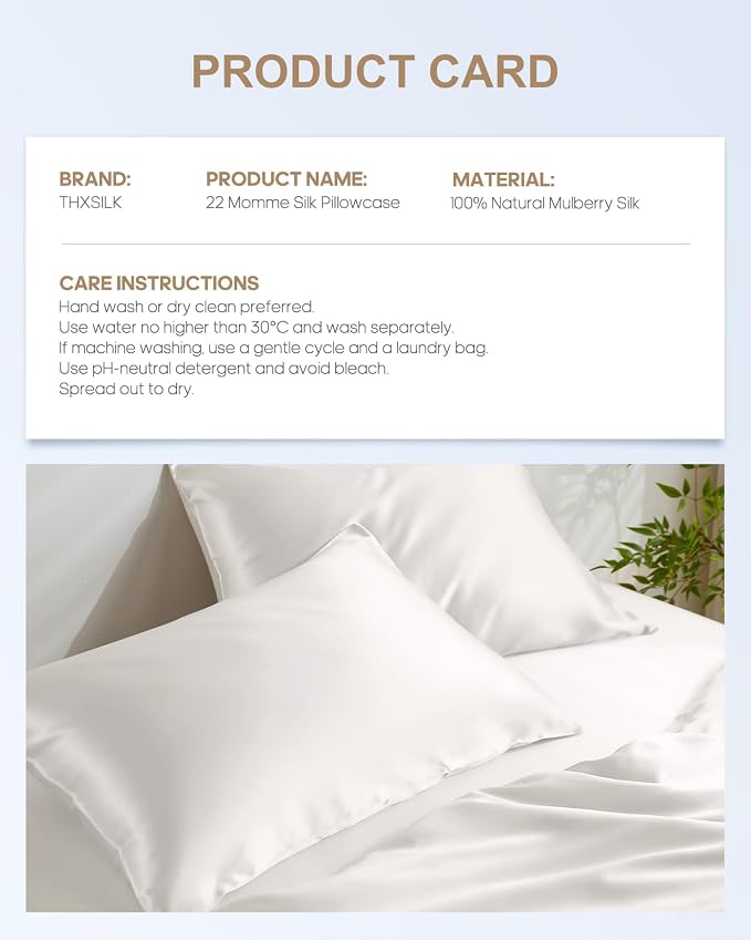 THXSILK Set of 2 100% Mulberry Silk Pillowcase - Image 8