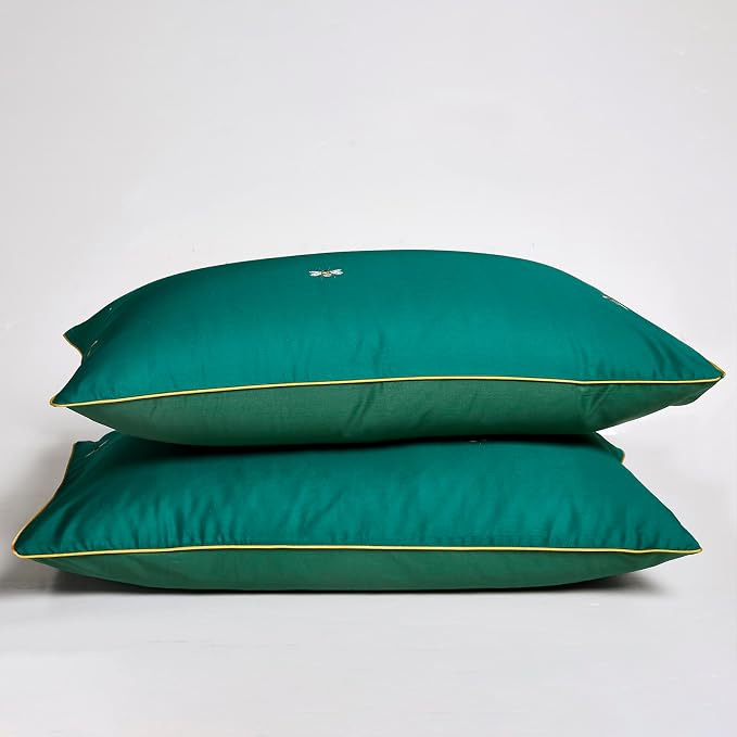 mixinni Dark Green Duvet Cover Full Size, 100% Long Staple Cotton Honeybee - Image 5
