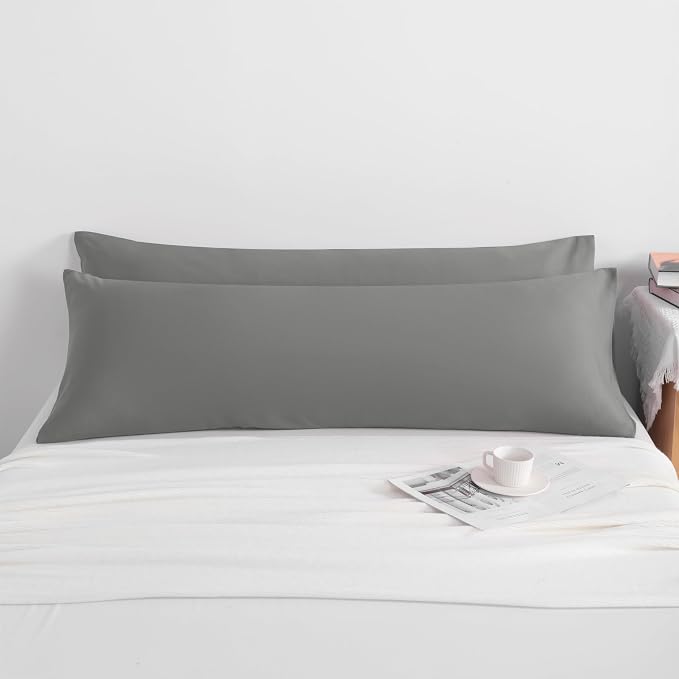 NTBAY 2-Piece Body Pillowcase Set, 20x54 inches, Smoke Grey, Microfiber - Image 4