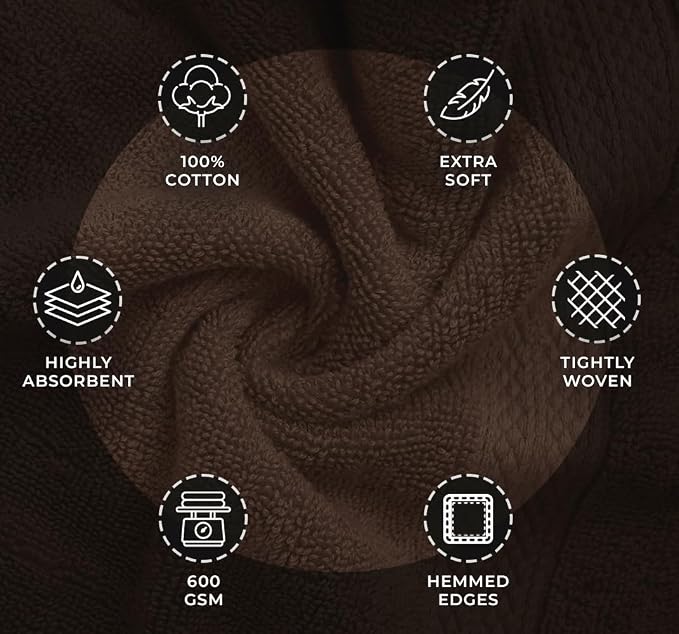 Avalon Towels Brown Bath Towels Set of 4 pcs, 100% Cotton Towel Absorbent and - Image 6
