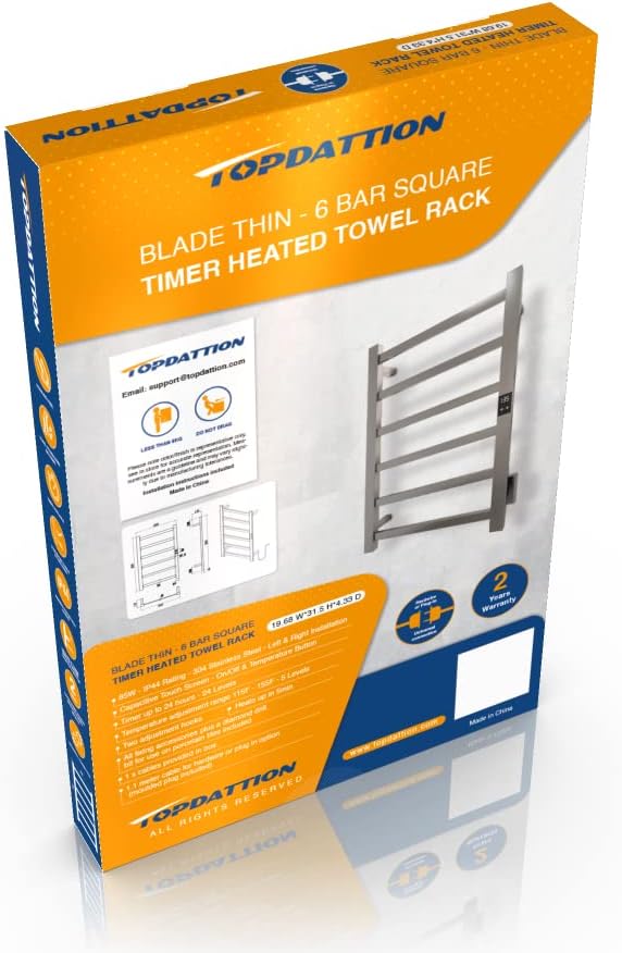 Topdattion Smart Wireless Electric Towel Warmer | Blade Thin 6 Bar Design | - Image 4