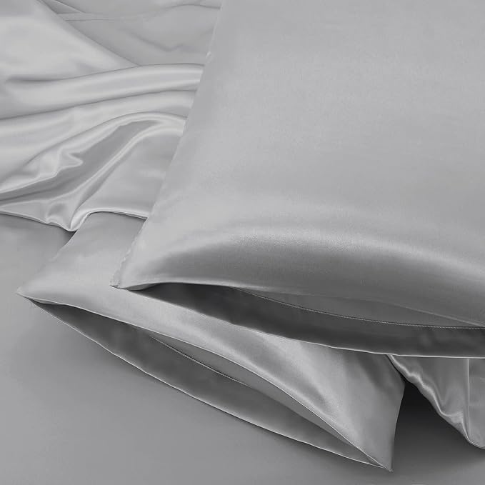Aormenzy Satin Body Pillow Cover Set of 2, 20x54 Inches Silver Grey Case - Image 6