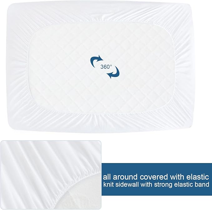 2 Pack Queen Mattress Protector Waterproof Mattress Topper Pad Cover Fitted - Image 6