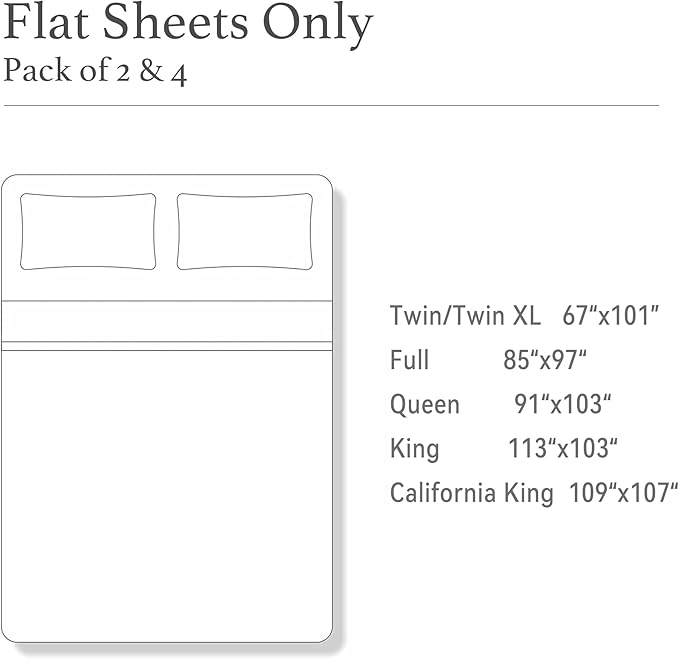 King Size Flat Sheet 2 Pack, 100% Cotton Percale Flat Bed Sheet, Breathable - Image 5
