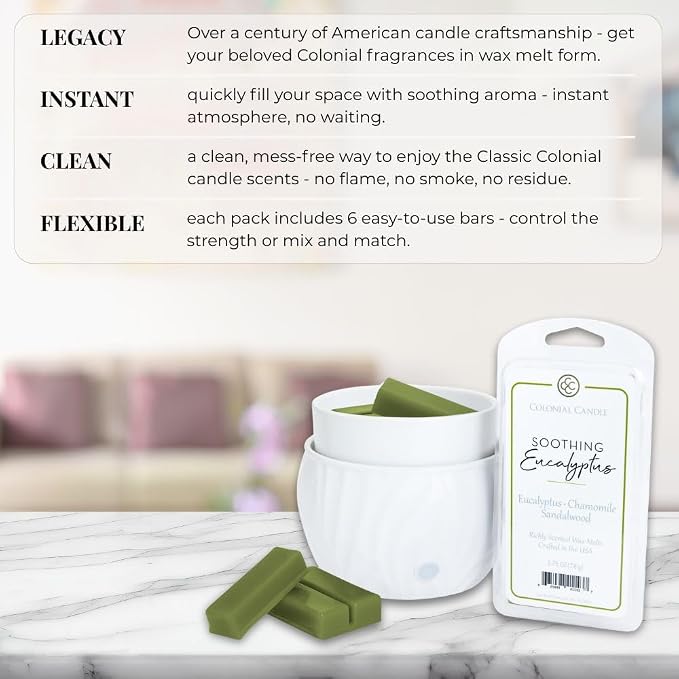 Colonial Candle Soothing Eucalyptus Wax Melts, Wax Melt Warmer Cubes, Long - Image 5