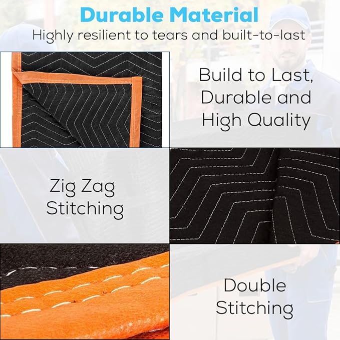 Simpli-Magic Heavy Duty Padded Moving Blankets 72" x 40" – 12 Pack – Packing - Image 3