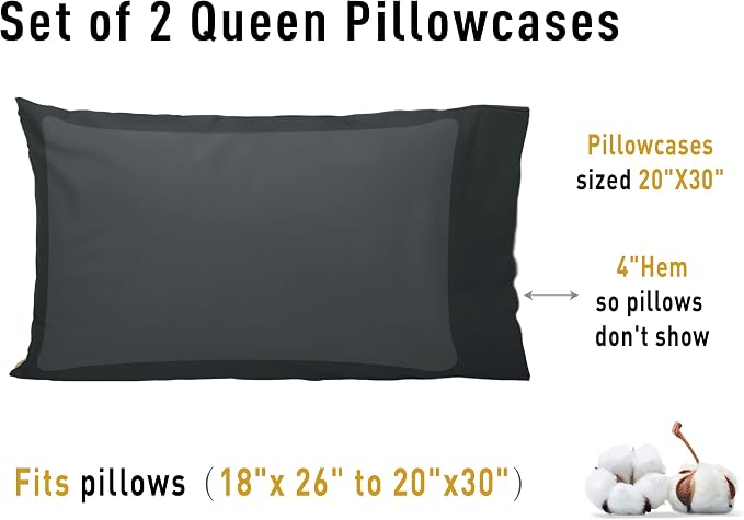 Sunflower Queen Pillowcases Set of 2, 100% Cotton Queen Size Pillow Cases 2 - Image 8