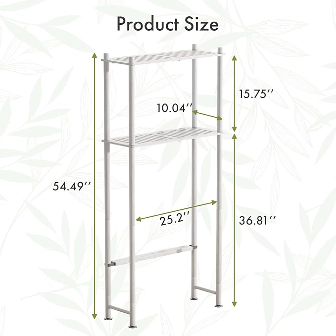 AmazerBath Bamboo Over The Toilet Storage Shelf, 2-Tier Over Toilet Bathroom - Image 2