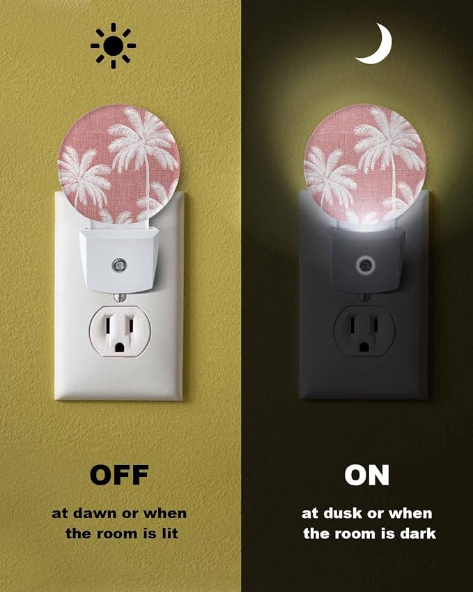 Night Lights Auto Sensor Tropical Palm Trees Night Light Rose Pink Linen - Image 6