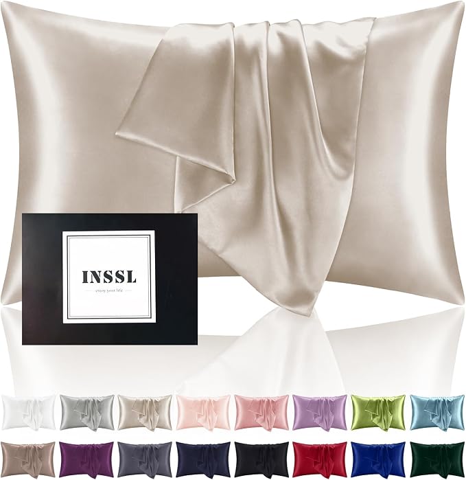 INSSL Silk Pillowcase for Women, Mulberry Silk Pillowcase for Hair and Skin and by INSSL