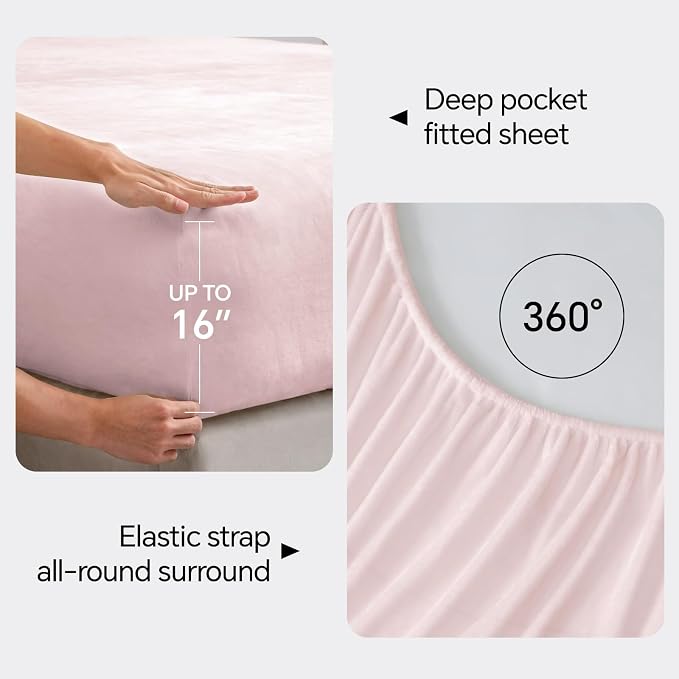 BEDELITE Flannel Sheets King Size Pink - Image 4