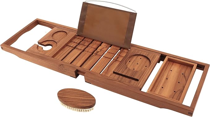 VaeFae Premium Teak Bathtub Tray, Expandable Wooden Bath Tray by VaeFaeDirect