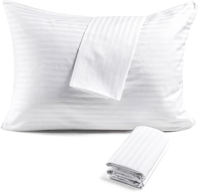 FAUNNA 600TC 100% Cotton Pillow Protectors, King Size, 4 Pack, Oeko-TEX by FAUNNA