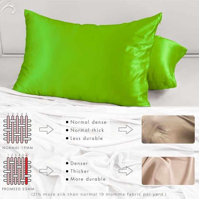PROMEED 23 Momme Silk Pillowcases 2pcs Set Queen, Mulberry Silk Pillow Case Set - Image 4