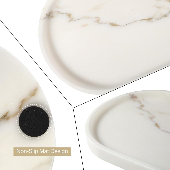 Koville White Marble Tray with Gold Pattern - Image 4
