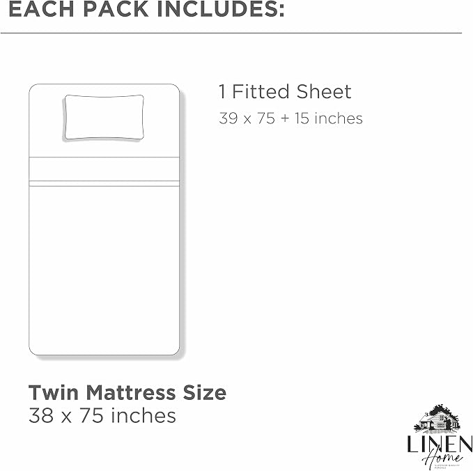 Linen Home 100% Cotton Percale Twin Fitted Sheet - Image 6