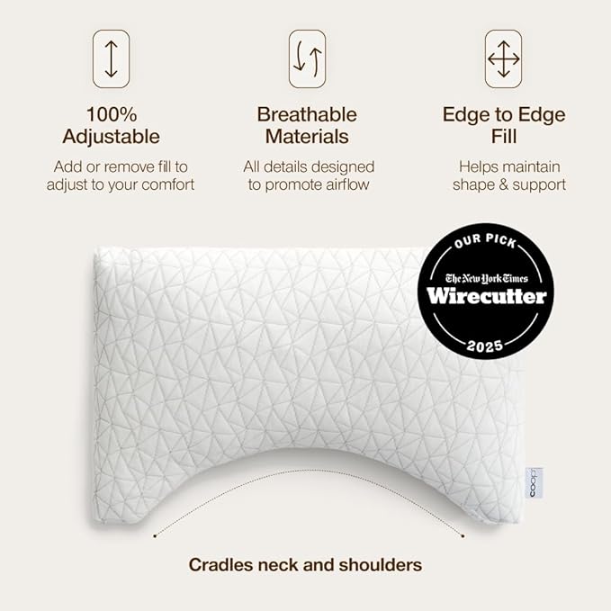 Coop Home Goods Original Crescent Adjustable Pillow, Queen Bed Pillows - Image 5