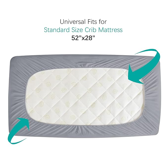 2 Pack Crib Mattress Protector Sheets Fitted Waterproof Crib Mattress Pad Cover - Image 5