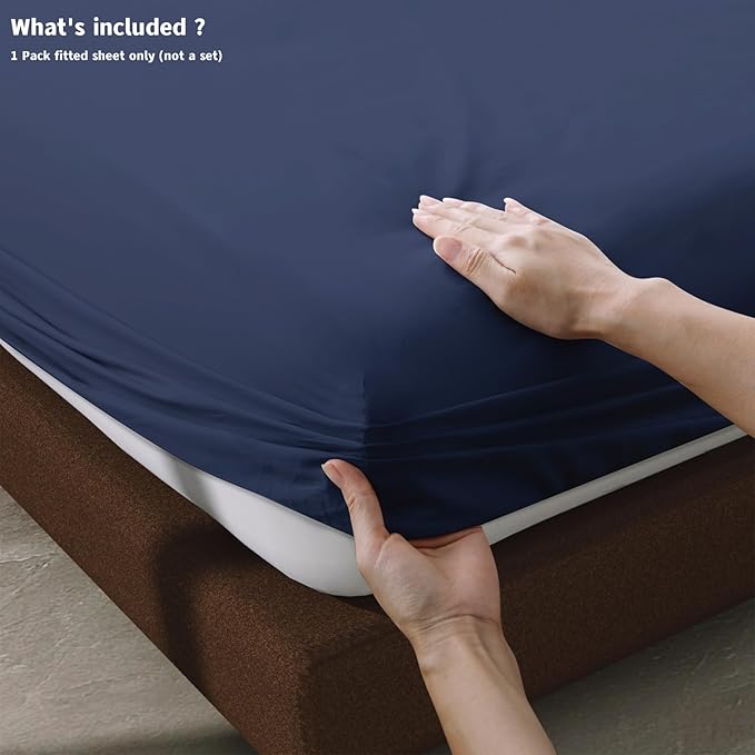 100% Egyptian Cotton Fitted Sheet Queen Size, 600 Thread Count, Soft & Elastic - Image 4