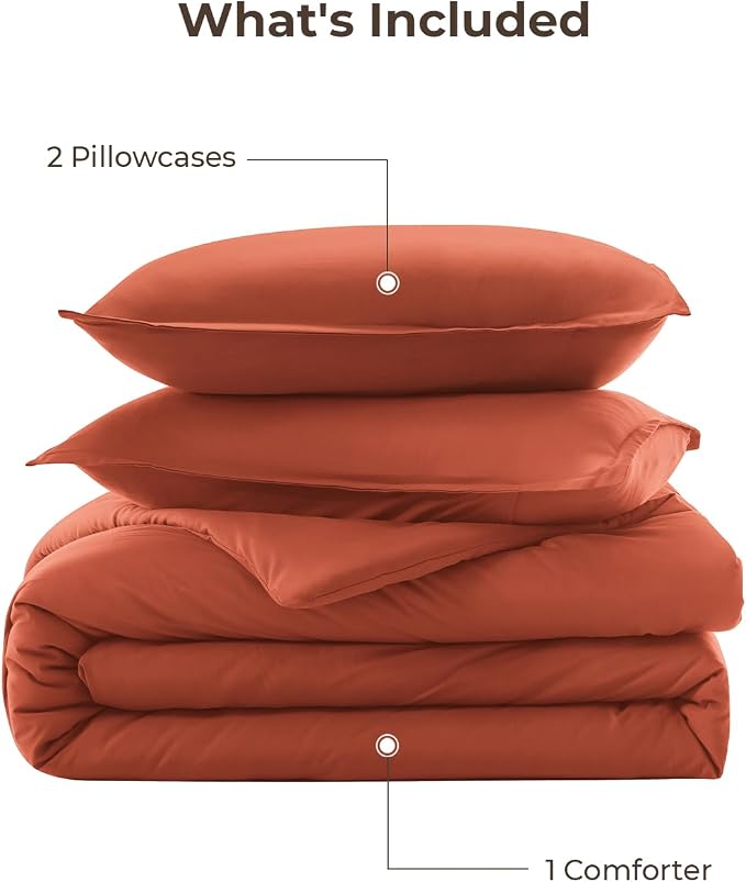 Litanika Comforter King Size Bed Set Burnt Orange, 3 Pieces Terracotta Boho - Image 7