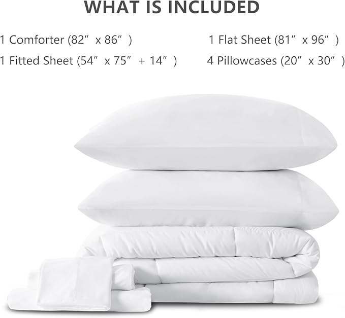 CozyLux Full Size Comforter Sets White, 7 Pieces Bed in a Bag, All Season - Image 6