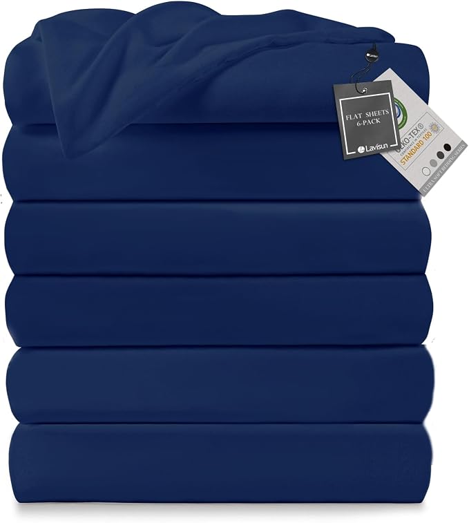 Lavisun Queen Flat Sheets 6 Pack, Brushed Microfiber Bed Sheets, Soft & by Lavisun