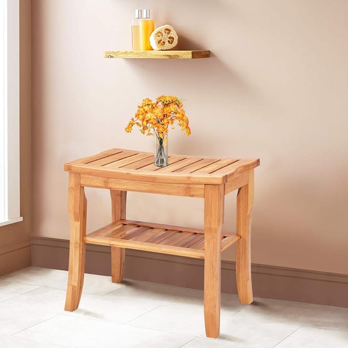 Giantex Bamboo Shower Bench Seat - Image 2