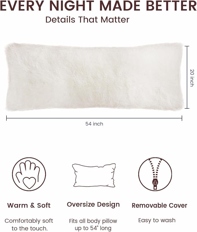 ZonLi Fuzzy Body Pillow Cover, 20 x 54 Pillowcase, Faux Fur Long Pillow Cover - Image 4