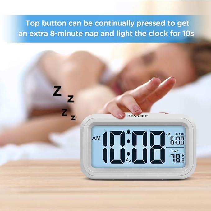 Peakeep Night Light Digital Alarm Clock Battery Operated - Image 3