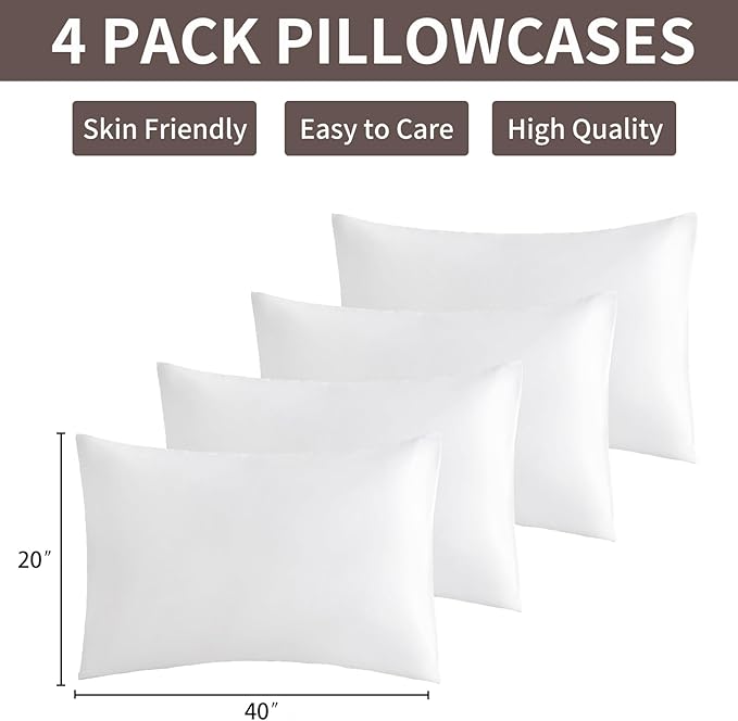 MINIPANDA White King Size Pillow Cases Set of 4 - Image 3