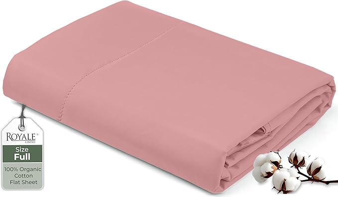Royale Linens 100% Organic Cotton Full Flat Sheet Only by ROYALELINENS
