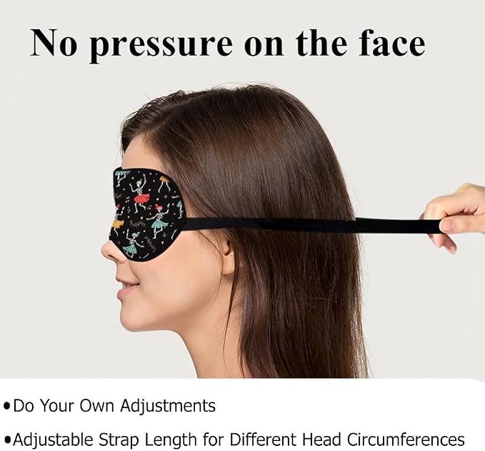 Dancing Skull Sleep Mask Eye Mask Party Halloween Music Fun Headphones Black - Image 4