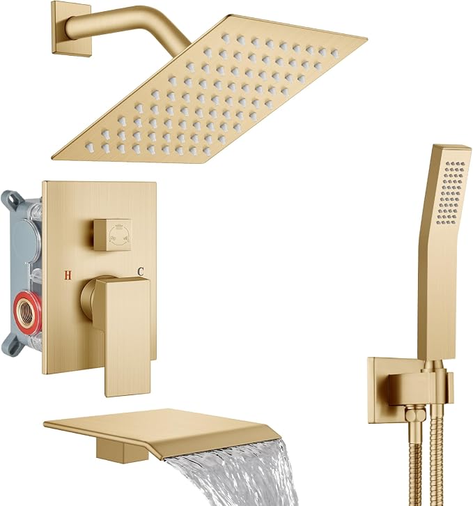 Midanya Shower System with Tub Spout, Bathtub Shower Faucet Set with Square by Midanya