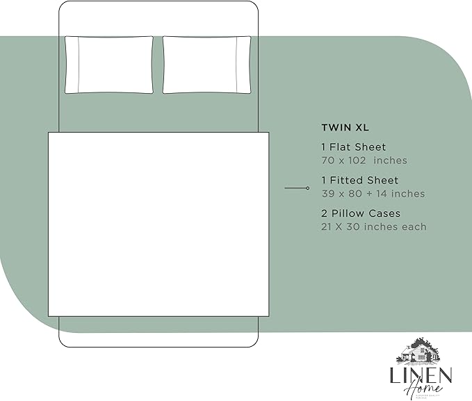 Linen Home 100% Cotton Percale Sheets Twin XL Size, Frosty Green, Deep Pocket - Image 6